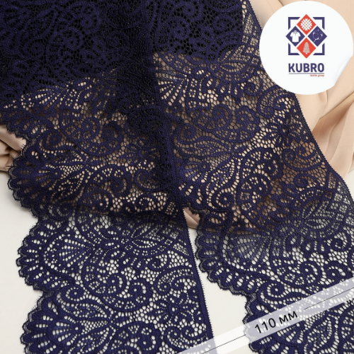Қора-кўк стрейч кружево тасма – 110 мм, 3 метр