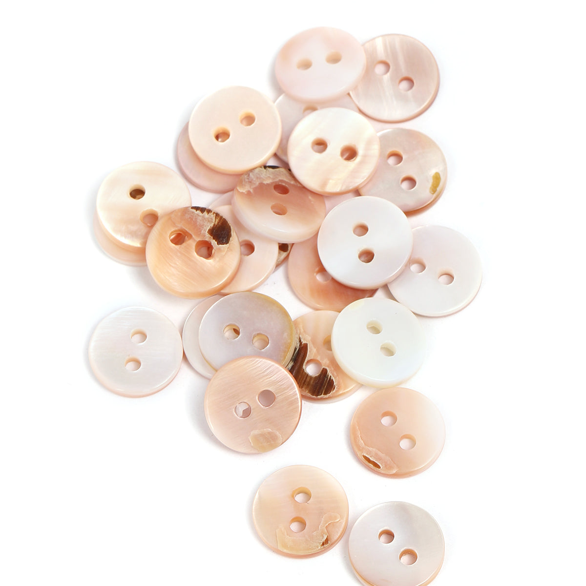 Марварид (чиғаноқ) тугмачалар, пушти ранг, 2 тешикли.