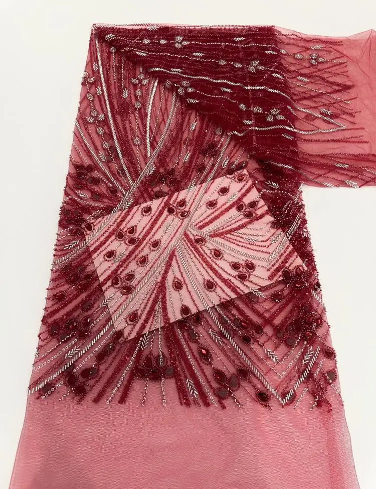 ҲФХ гипур тўр матоси тошли шнурли тўрли мато кристалли 5 метрли либослар тикиш учун 4397