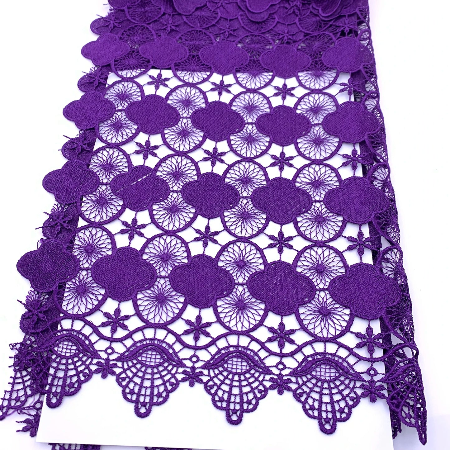 Юқори сифатли махсус рангли сувда эрувчан Дентелле қуруқ дантелли Африка гипуре тўй тўрли мато