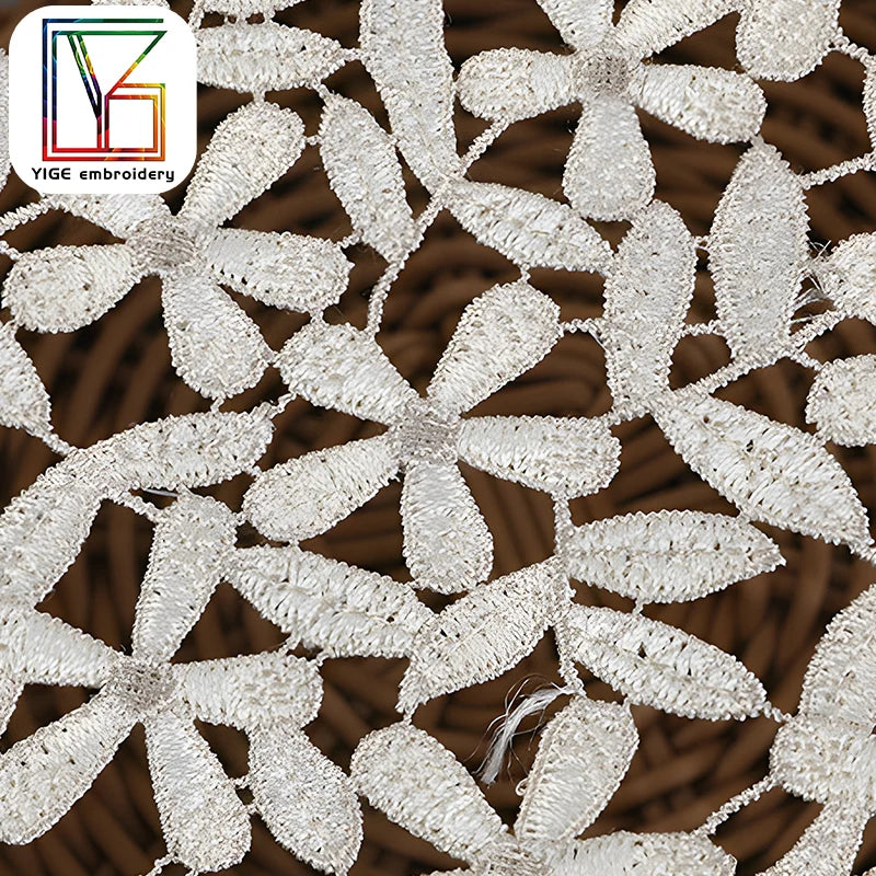 Юқори сифатли тўқима шнури тўрли гипур тўрли мато сувда эрувчан дантелли мато кийим учун