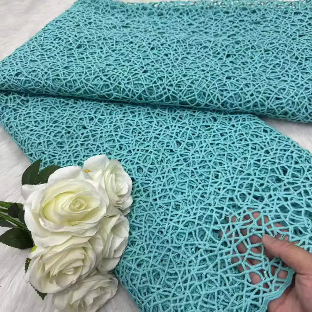 Тулли шнури гипур дантелли мато юқори сифатли лазерли ичи бўш дантелли мато тикиш учун
