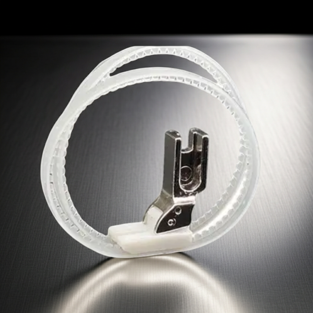 Йигиш учун роликли лапка, терини, резина билан мато, мех, эластик матоларни тикиш учун