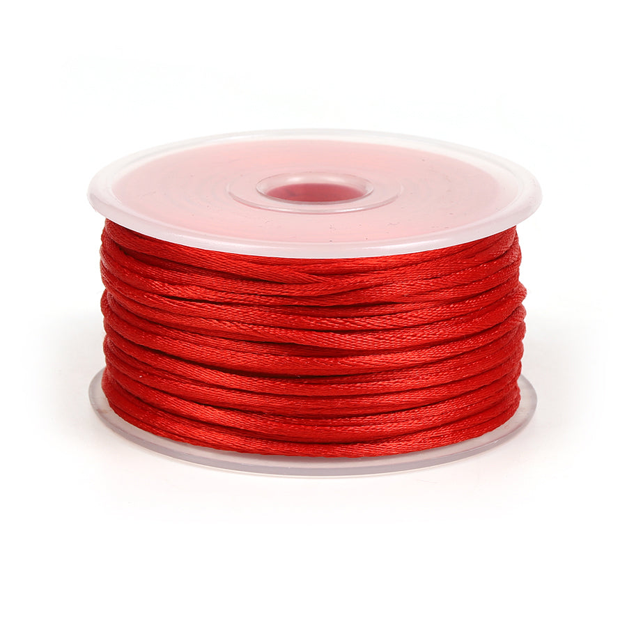 Атлас думалоқ шнур — 2 мм, қип-қизил рангда, 50 метрли ўров