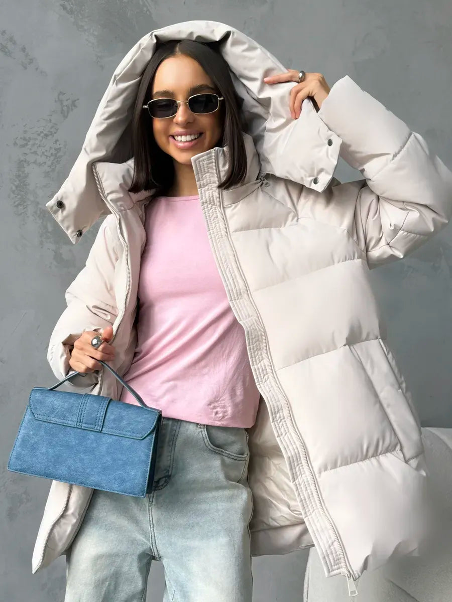 Қишки капюшонли оверсайз куртка