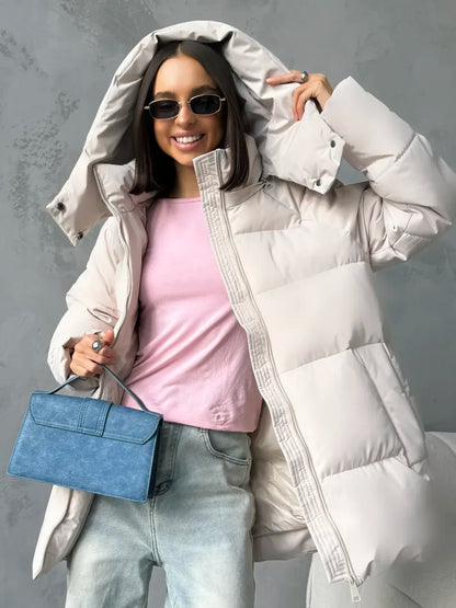 Қишки капюшонли оверсайз куртка