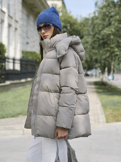 Қишки капюшонли оверсайз куртка