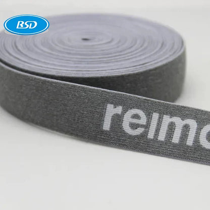 Неон рангли 100% полестер жаккардли эластик тасма логотипли, ички кийим ва кийим учун қайта ишланган эластик тасма