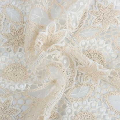 Янги каштадўзлик келин тўй пахта гипури оқ  арқонли кашта тикилган дантеллар либослар учун матолар фонида