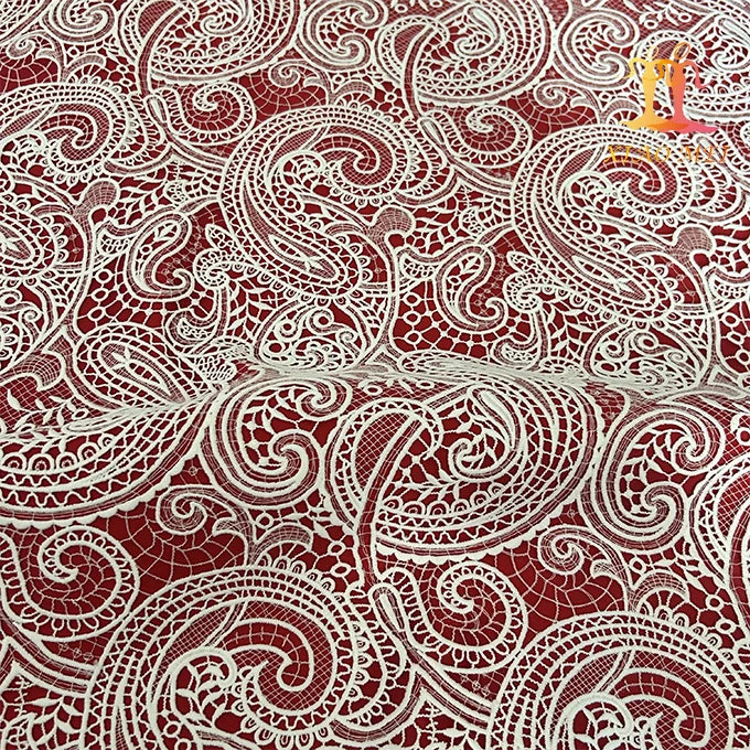 Юқори сифатли 100% Полестер Гипурли сувни ўрганувчи ажойиб кашта тикиш тўрли мато ХМ-ВЛ0163