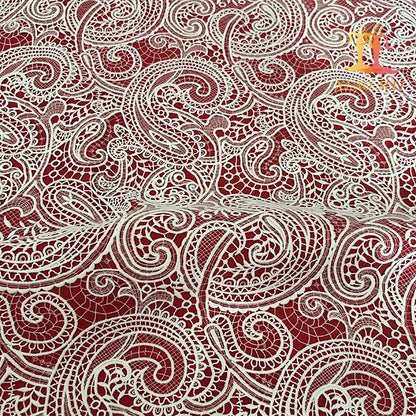 Юқори сифатли 100% Полестер Гипурли сувни ўрганувчи ажойиб кашта тикиш тўрли мато ХМ-ВЛ0163