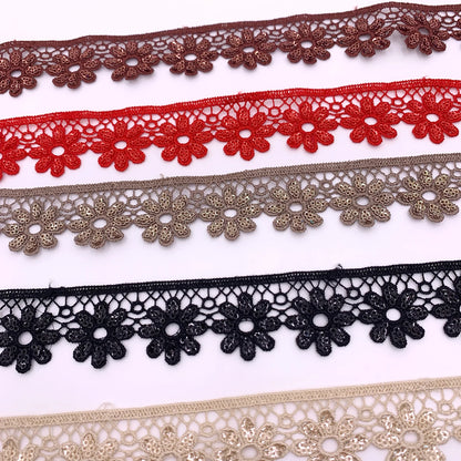 Буюртма бўйича бир нечта рангдаги полестер гулли Гпо дантелли ҳашаматли нафис паетли каштадўзлик гипур дантелли безак