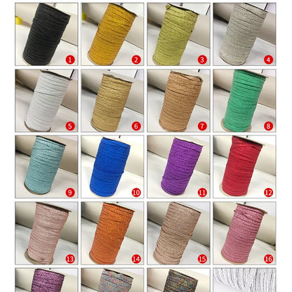 Экологик тоза 2мм 3мм 4мм Стокдаги Олтин кумуш тўрли металл эластик тасма полестер ва кийим учун каучукдан ясалган тўқув шнури