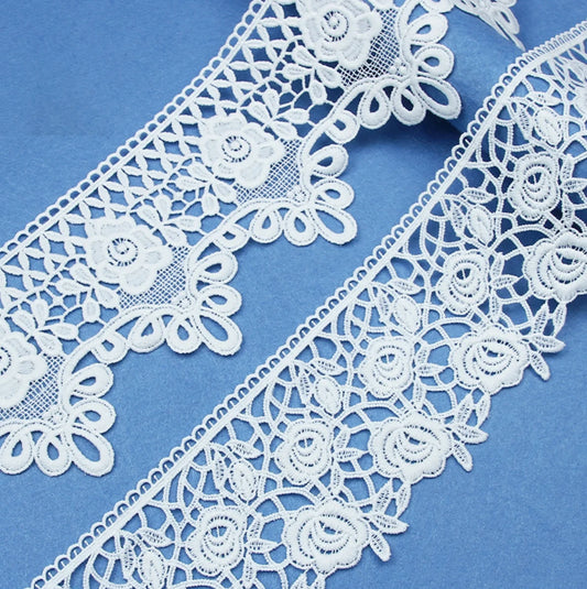 Оқ чегара гипур дантелли кашта тикиш