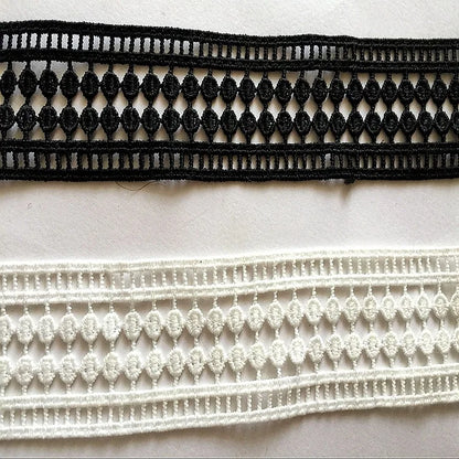 Пойафзал ва сумкалар учун махсус қора ва оқ гипур тўрли трим Эластик бўлмаган Полестер