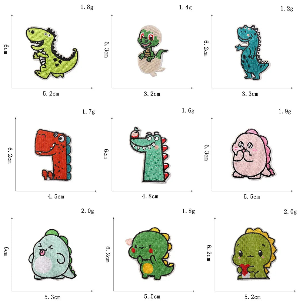 Яхши сифатли Каваии дизайнери мултфилм  динозавр  ўз-ўзидан ёпиштирувчи каштадўзлик болалар кийими ямоқлари аксессуарлари учун