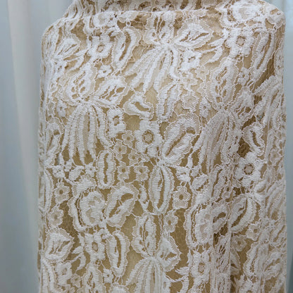 YY Юқори сифатли гулли пахта нейлон вискоза ҳашаматли кирпикли кашта тикилган шнурли гипур тўрли мато тўй ва аёллар кийими учун