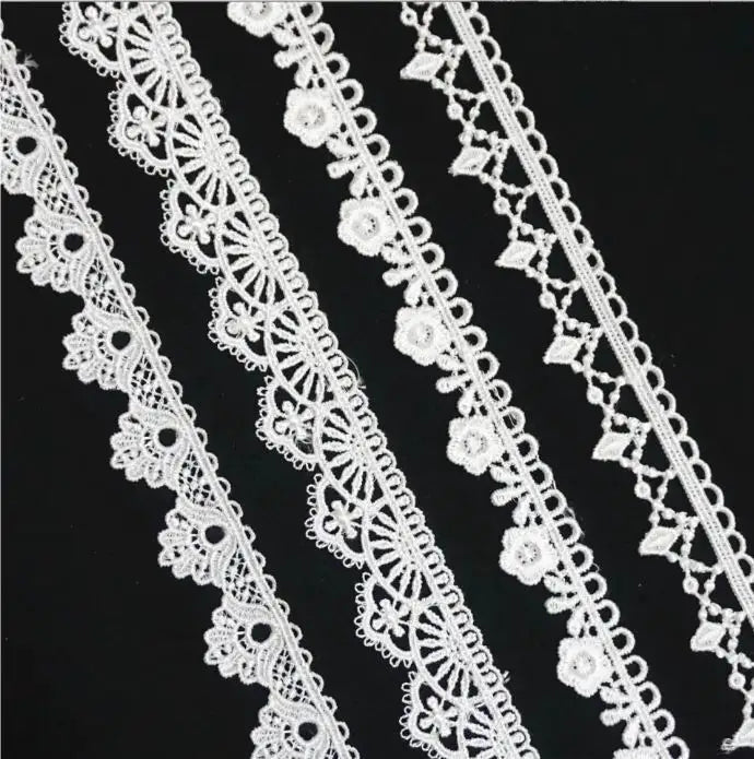 Кичкина кенгликдаги чегара гипур каштаси Сувда эрувчан СУТИ ипли дантелли трим Барқарор полестер дантелли трим Дантелли