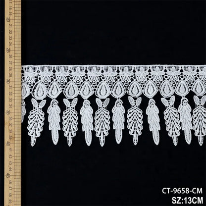 Полестер каштадўзлик эластик дантелли трим Оқ материал каштадўзлик пает гипур тўрли трим