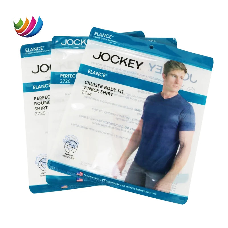 Кастом ПВХ ПЭ пластик поли пакет — трусиклар, ички кийимлар ва кийим-бош маҳсулотлари учун молжаллланган зипперли қоплама