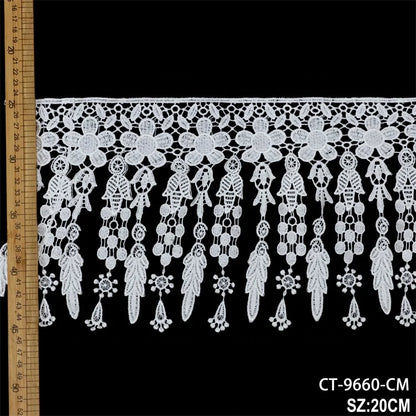 Полестер каштадўзлик эластик дантелли трим Оқ материал каштадўзлик пает гипур тўрли трим