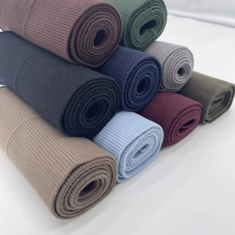 95% пахта ва 5% спандексдан тўқилган экологик тоза рибана трикотаж — манжет ва подол (пастки қирра) безаклари учун мос материал