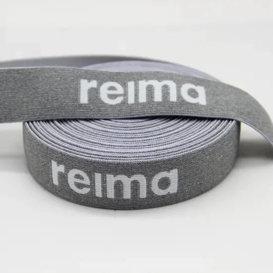 Неон рангли 100% полестер жаккардли эластик тасма логотипли, ички кийим ва кийим учун қайта ишланган эластик тасма