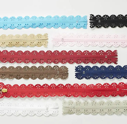 Кийимлар учун дантелли ичи бўш тримли махсус нейлон ёпиқ фермуар