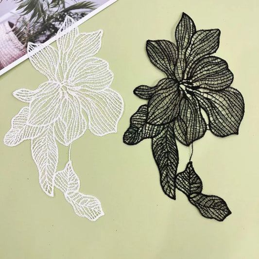 Оқ Полестер гуллар Гипур Швейтсария дантелли DIY лента безаклари