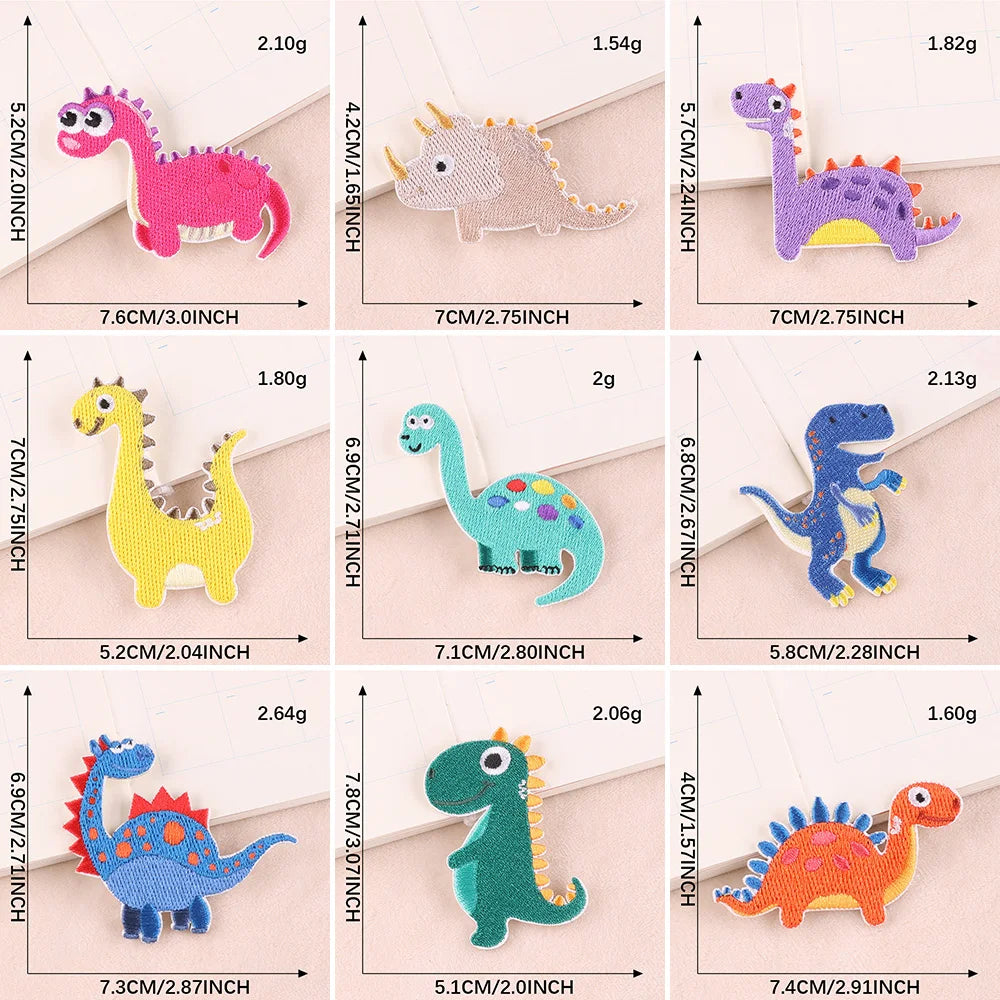 Яхши сифатли Каваии дизайнери мултфилм  динозавр  ўз-ўзидан ёпиштирувчи каштадўзлик болалар кийими ямоқлари аксессуарлари учун