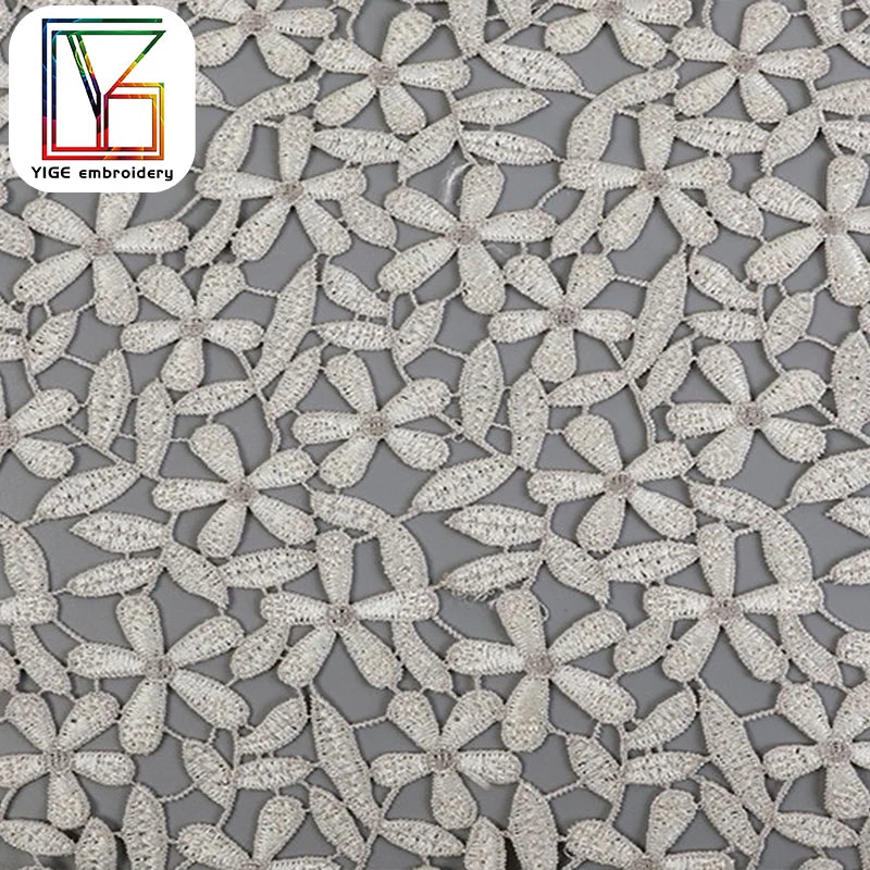 Юқори сифатли тўқима шнури тўрли гипур тўрли мато  сувда эрувчан дантелли мато кийим учун