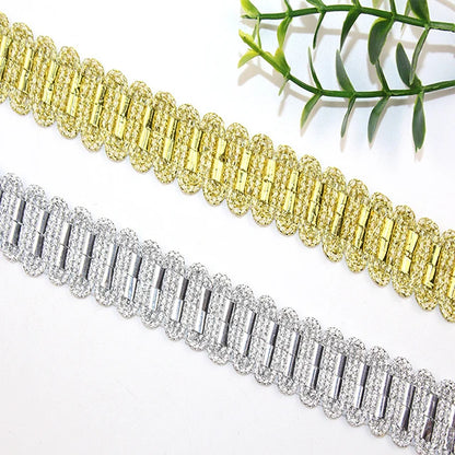 Гипур тўрли трим Ретро каштадўзлик Рангли лента тўлқинли олтин дантелли кийим аксессуарлари