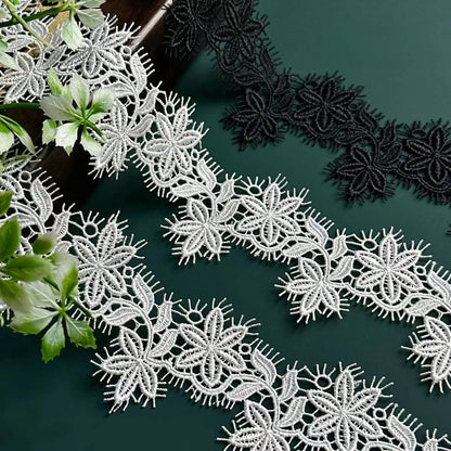 Қора дантелли трим Фабрика гипур нақшли кимёвий дантел чегараси Стол чойшаблари учун