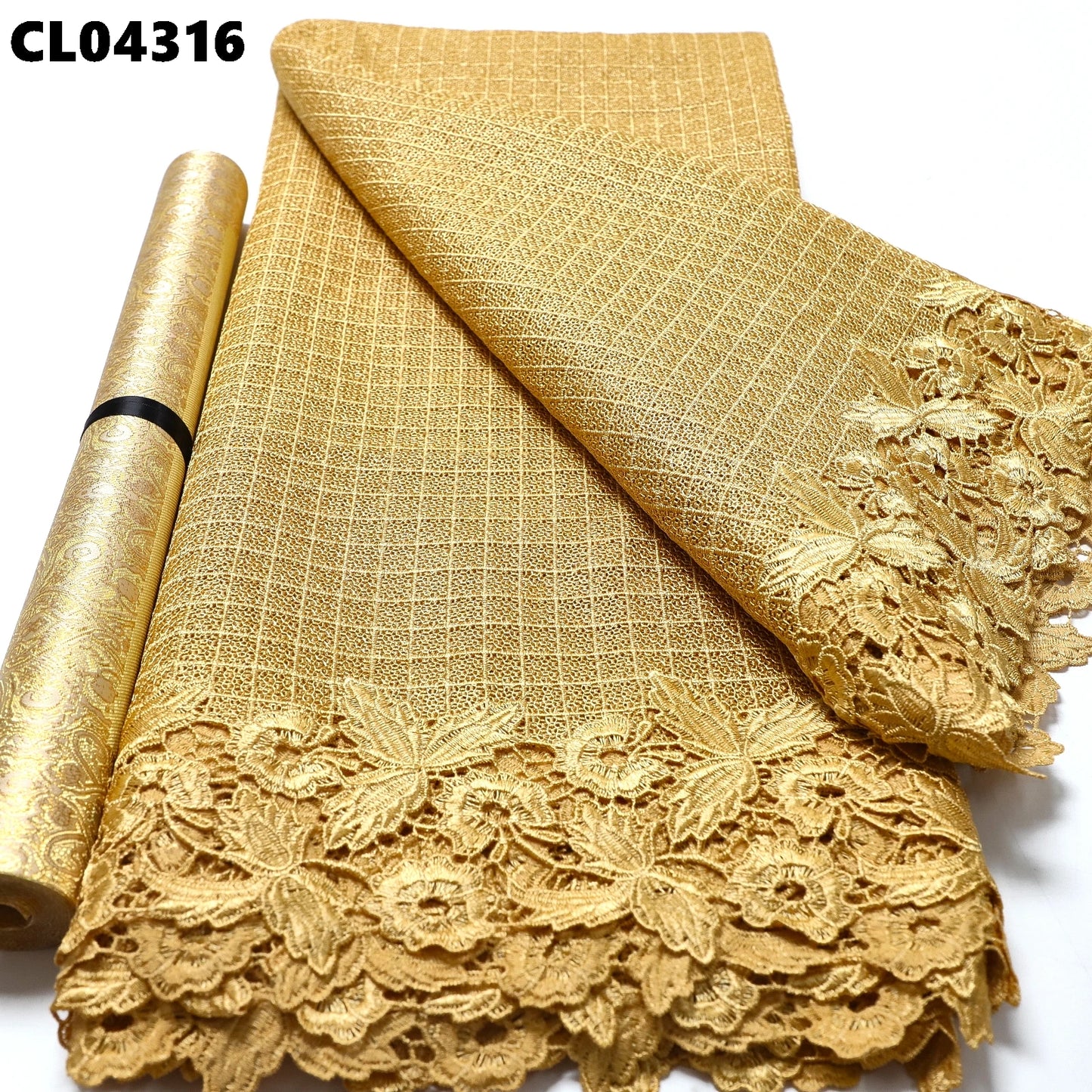 Куйган апельсин ҳашаматли гипур шнурли дантел мато сувда эрувчан кашта Анъанавий 5 ярд тўй учун секси ичи бўш трикотаж дантел