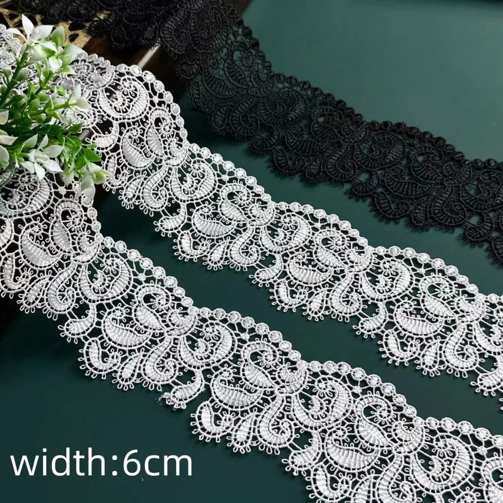 Қора дантелли трим Фабрика гипур нақшли кимёвий дантел чегараси Стол чойшаблари учун