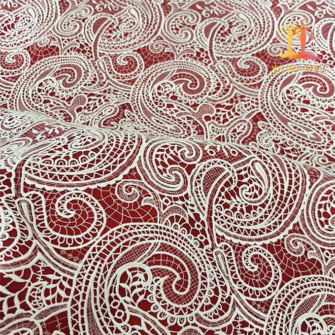 Юқори сифатли 100% Полестер Гипурли сувни ўрганувчи ажойиб кашта тикиш тўрли мато ХМ-ВЛ0163