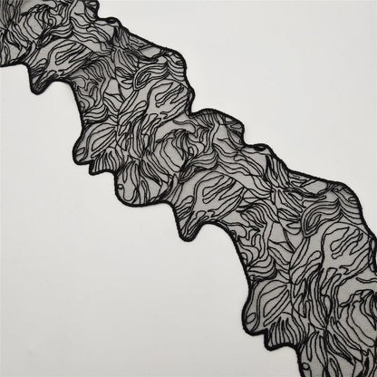 Либослар учун тикилган дантелли безакли юқори сифатли қора гипур кимёвий тўрли дантелли трим Нафис кашта тикиш техникаси