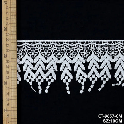 Полестер каштадўзлик эластик дантелли трим Оқ материал каштадўзлик пает гипур тўрли трим