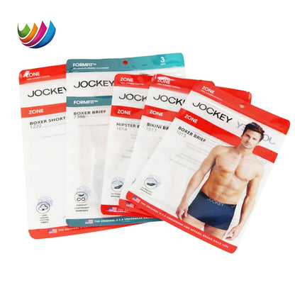 Кастом ПВХ ПЭ пластик поли пакет — трусиклар, ички кийимлар ва кийим-бош маҳсулотлари учун молжаллланган зипперли қоплама