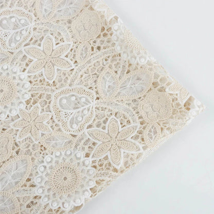 Янги каштадўзлик келин тўй пахта гипури оқ  арқонли кашта тикилган дантеллар либослар учун матолар фонида