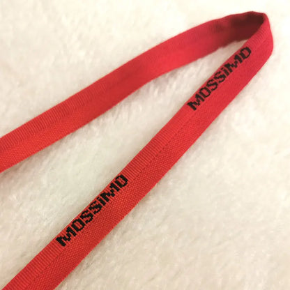 ВЗ006 Ишлаб чиқарувчи етказиб берувчи жаккард қувур тасмаси қора логотипли тўқилган қизил бренд кийими учун юқори сифатли тўқув