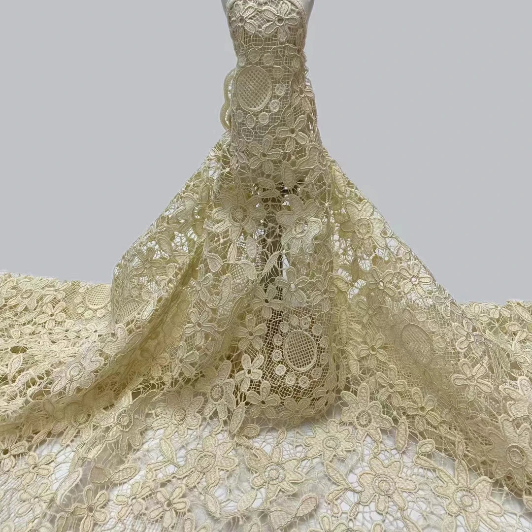 Либослар учун юқори сифатли гипур шнурли дантелли мато