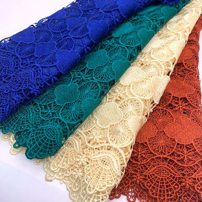 Юқори сифатли махсус рангли сувда эрувчан Дентелле қуруқ дантелли Африка гипуре тўй тўрли мато