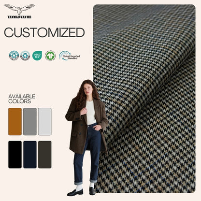 Янги модел — гуси изи (houndstooth) нақшли 100% полиэстердан тўқилган мода мато. Юмшоқ, чидамли ва шаклни яхши ушлаб туради