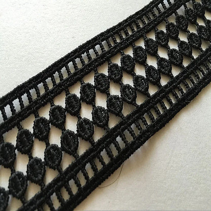 Пойафзал ва сумкалар учун махсус қора ва оқ гипур тўрли трим Эластик бўлмаган Полестер