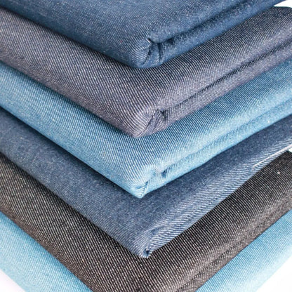 Улгуржи пахта полестер твилл деним тўқув мато 10ОЗ Мовий Стретч бардошли мода мато жинси шим кийим учун тўқимачилик