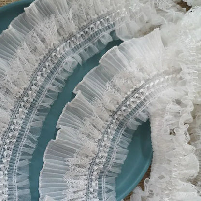 8СМ Кенг оқ 3Д дантелли апликация тикиш ёқа тасмали эластик жингалак трим кўйлак юбкалар бош кийим тикиш учун DIY гипур материаллари