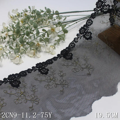 Олтин ипли каштадўзлик билан безатилган гулли Энсаже тўрли трим 20 см қора жингалак гипур гулли тўрли мато Аёллар ички кийими учун