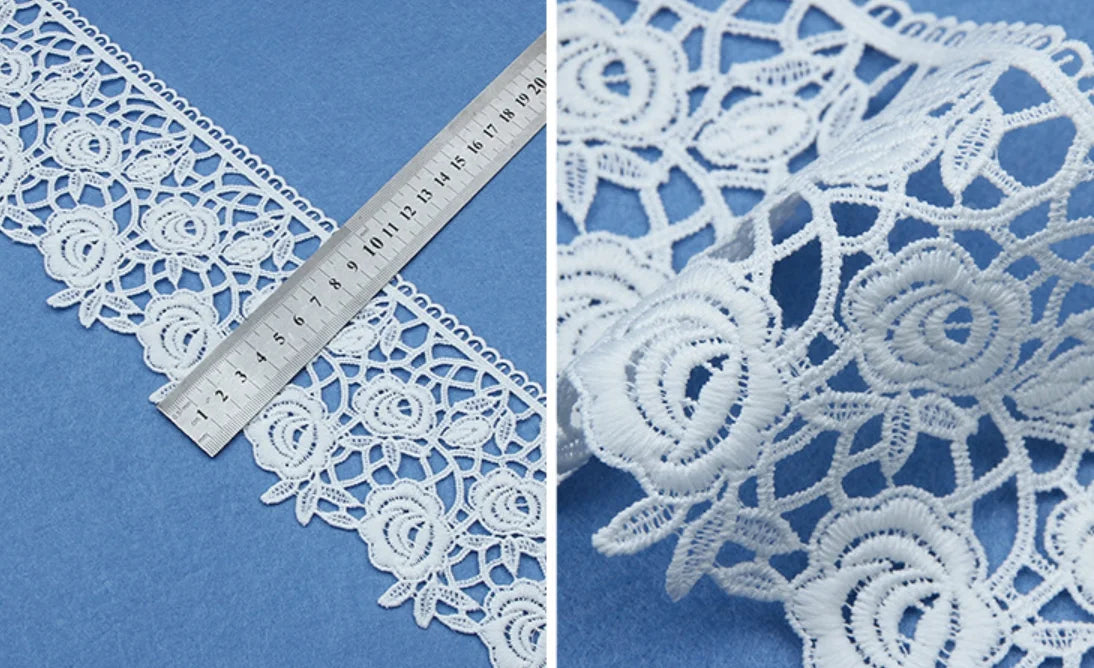 Оқ чегара гипур дантелли кашта тикиш