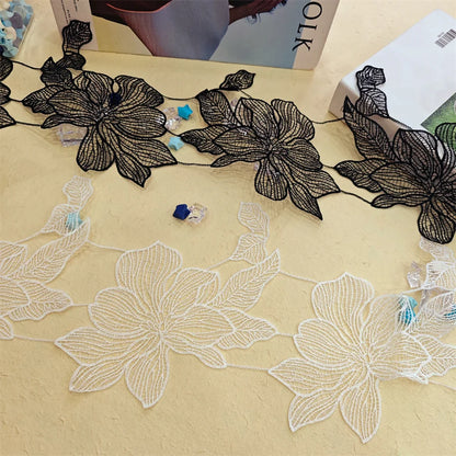 Оқ Полестер гуллар Гипур Швейтсария дантелли DIY лента безаклари